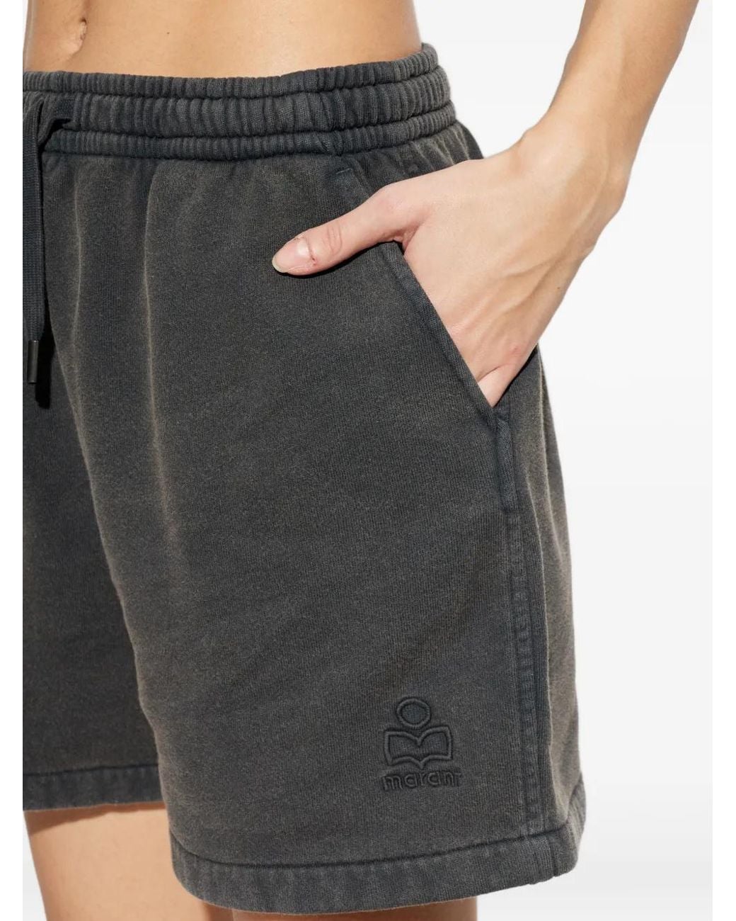 Isabel Marant Gray Miranae Drawstring Embroidered Shorts