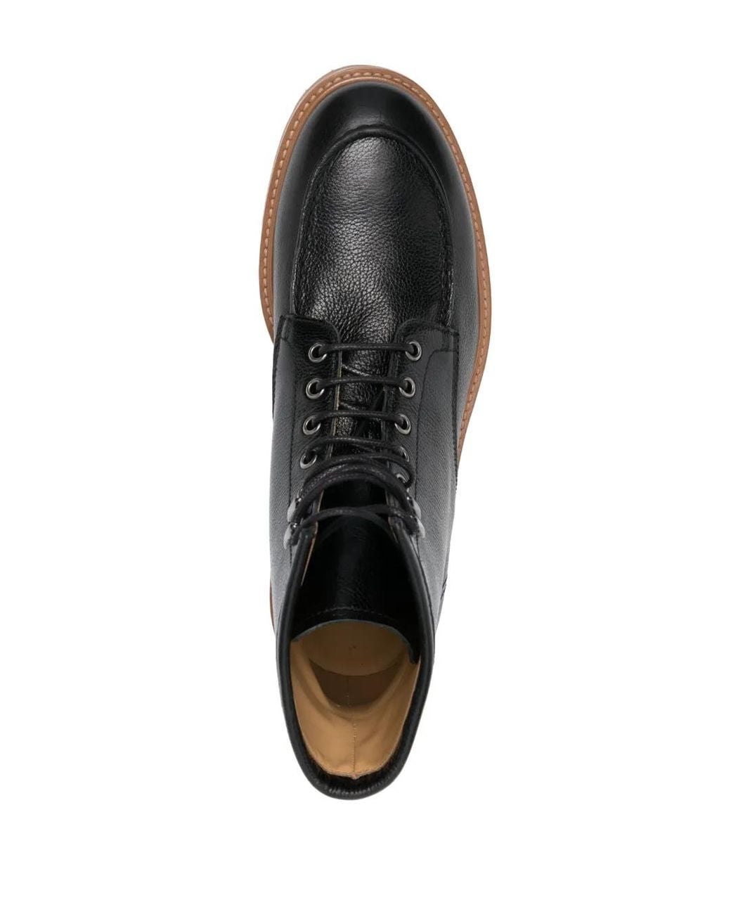 Brunello Cucinelli Black Lace-Up Leather Ankle Boots for men