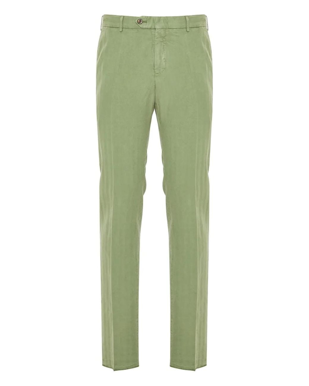 PT Torino Green Pressed-Crease Trousers for men