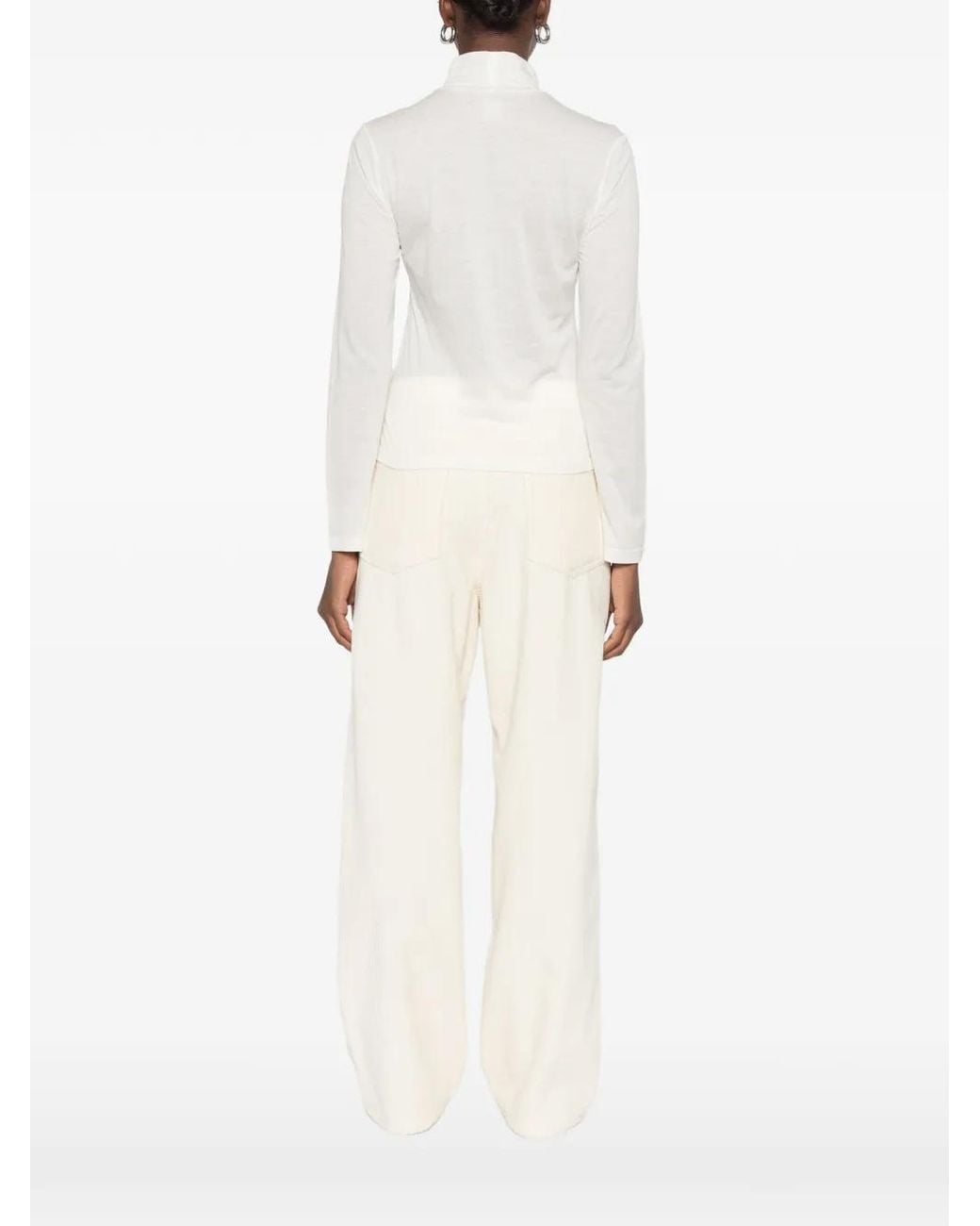 Eleventy White High-Neck Long-Sleeve T-Shirt