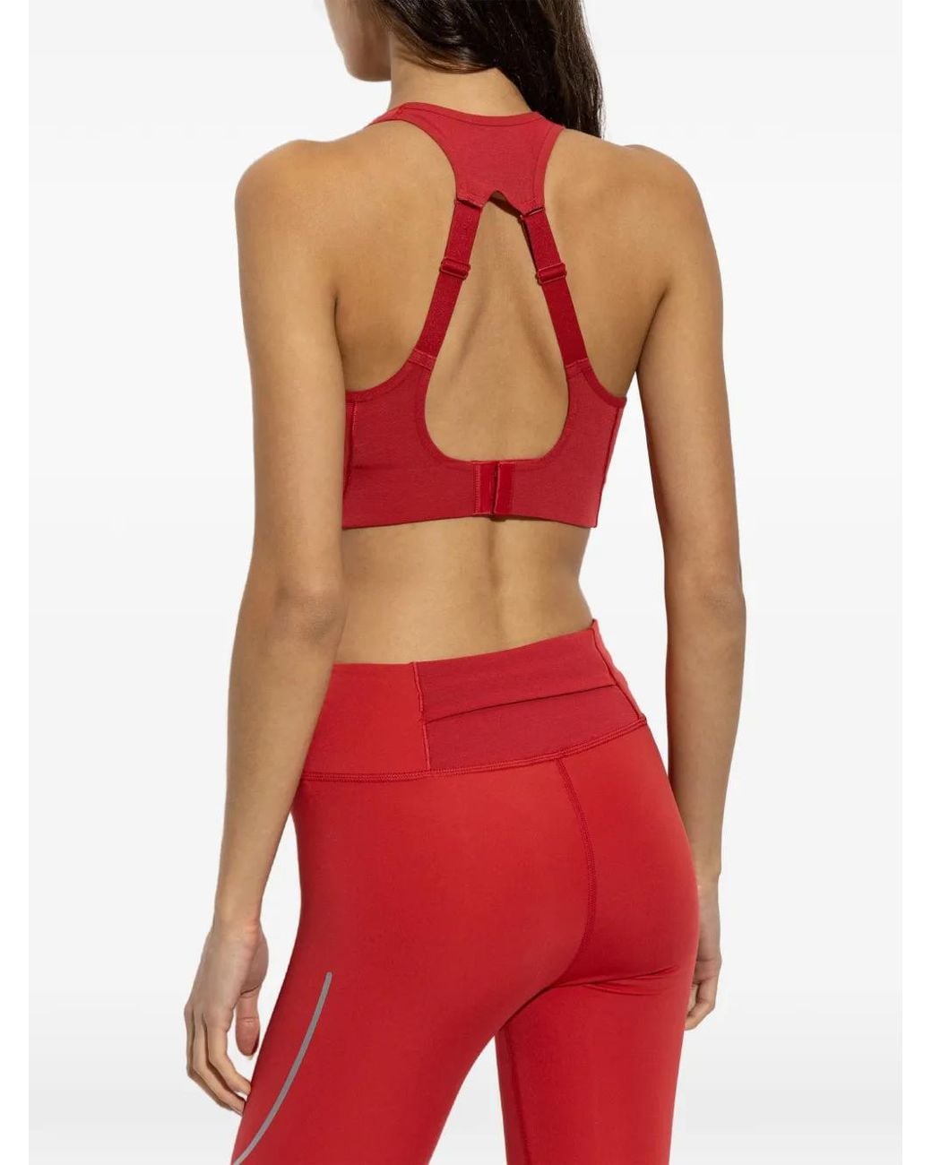 Adidas By Stella McCartney Red X Mesh-Panelled Logo-Print Sports Bra