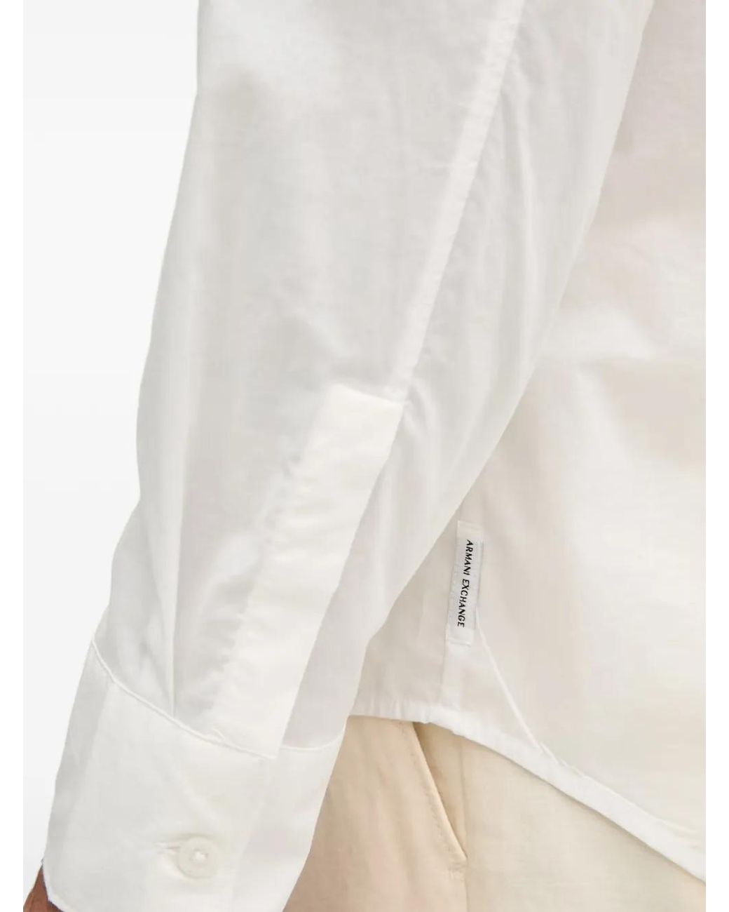 ARMANI EXCHANGE White Logo-Print Chest-Pocket Shirt for men