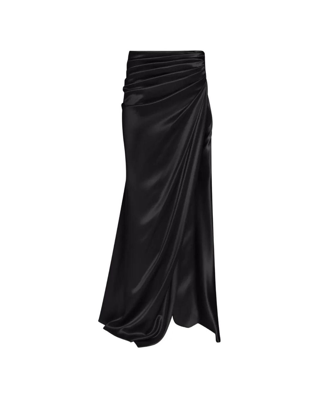 ALEXIA & ANTONIA Black Draped Side-Slit Maxi Skirt