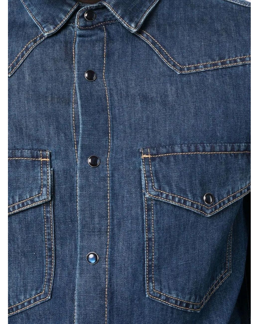 Valentino Garavani Blue Long-Sleeve Denim Shirt for men