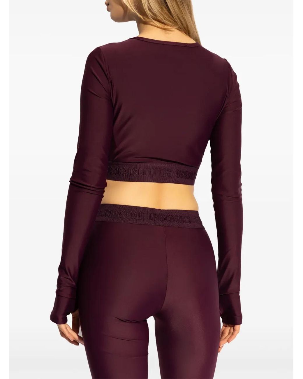 Versace Jeans Couture Purple Logo-Hem Cropped Top