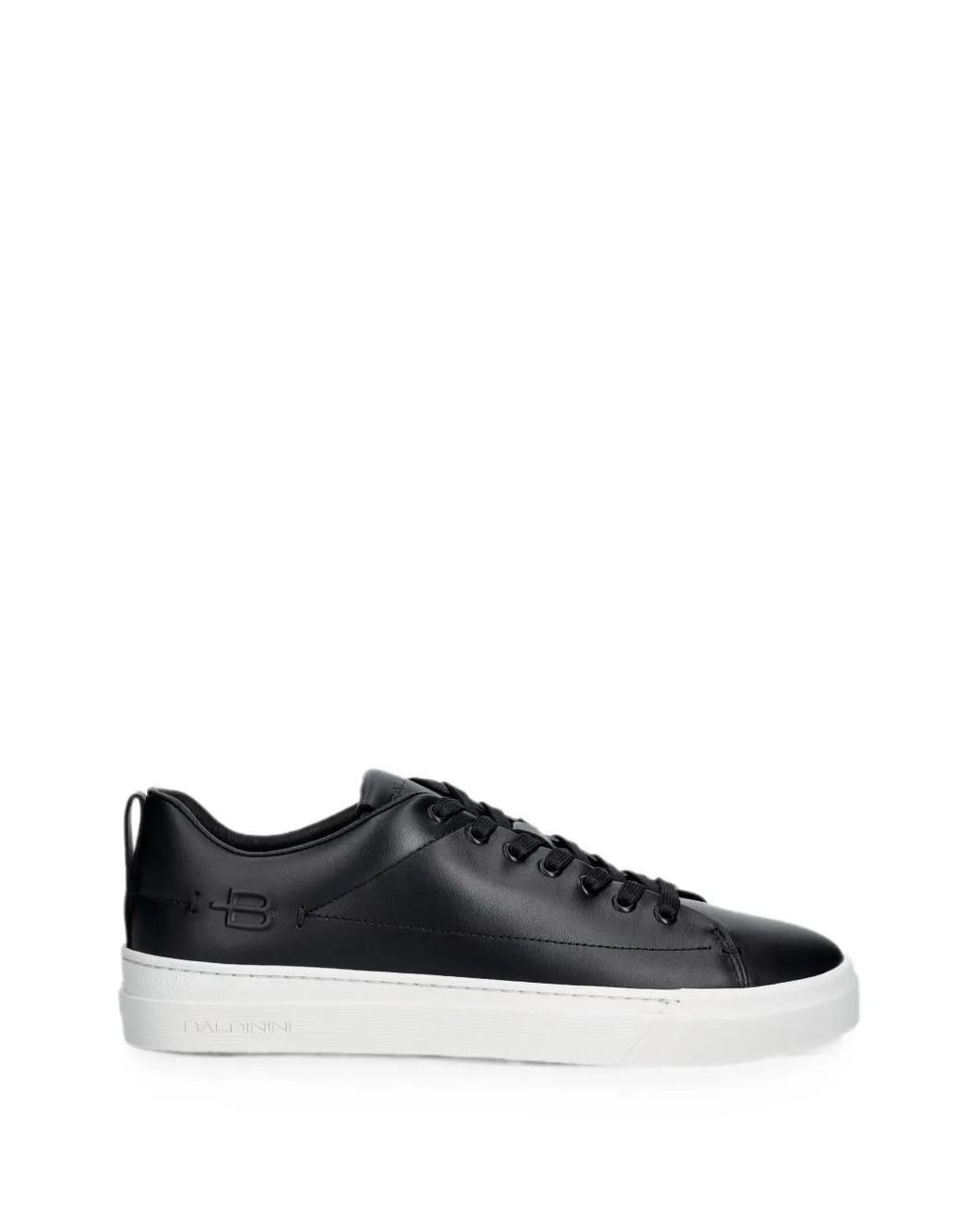 Baldinini Black Logo-Embossed Leather Sneakers for men