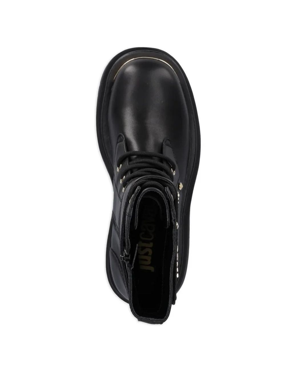 Just Cavalli Black Studded-Embellished Combat Boots