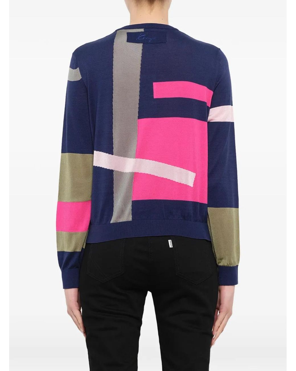 KENZO Pink Geometric-Pattern Long-Sleeve Sweater