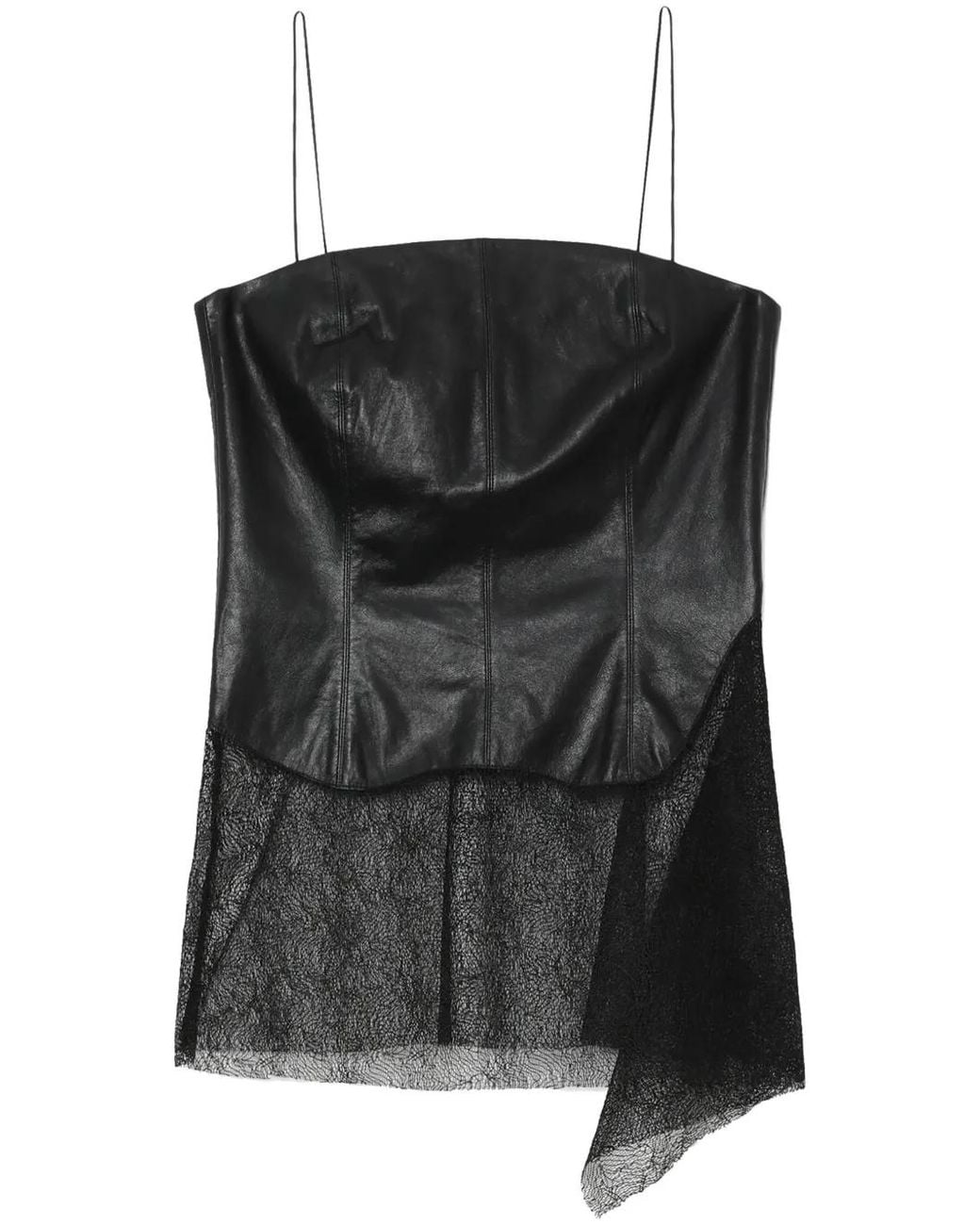 Helmut Lang Black Sheer Leather Top
