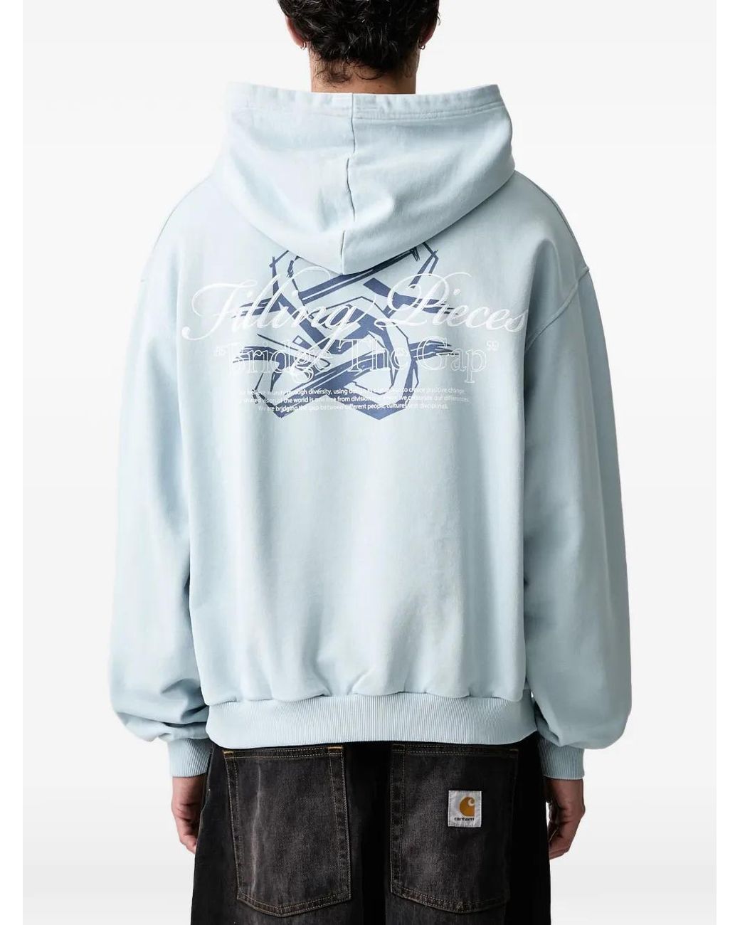 Filling Pieces Blue Bridge The Gap Graphic-Print Drawstring Hoodie for men