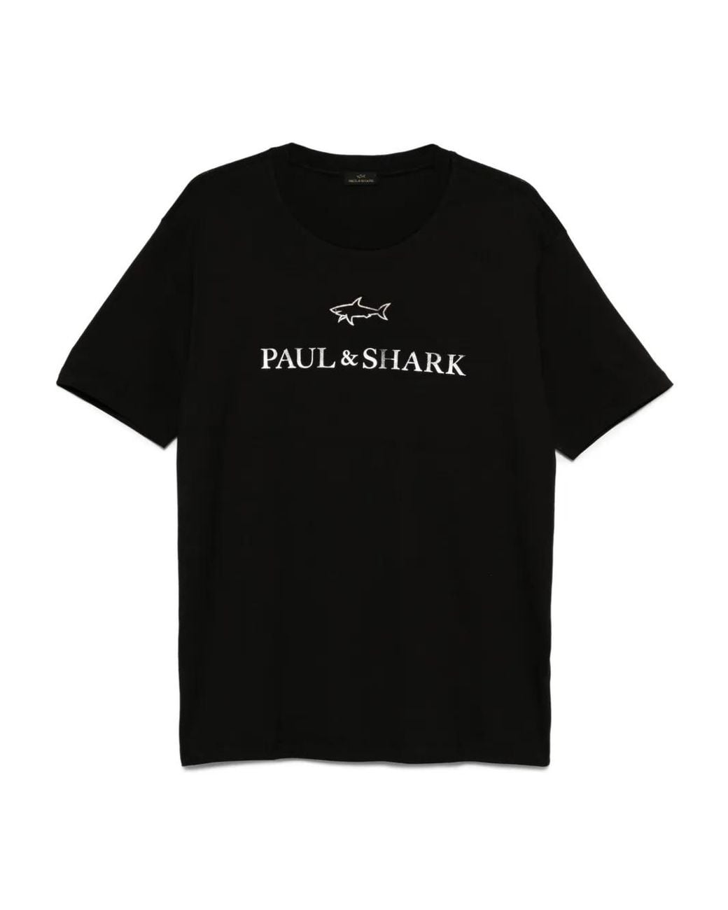 Paul & Shark Black Logo-Detailed Cotton T-Shirt for men