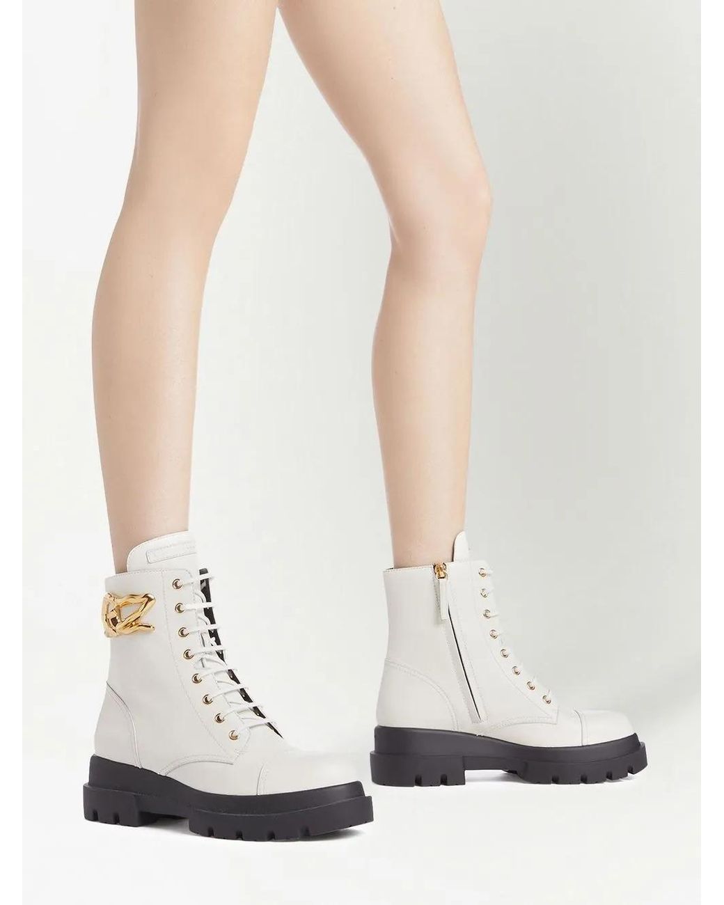 Giuseppe Zanotti White Tankie Boot Lace-Up Boots