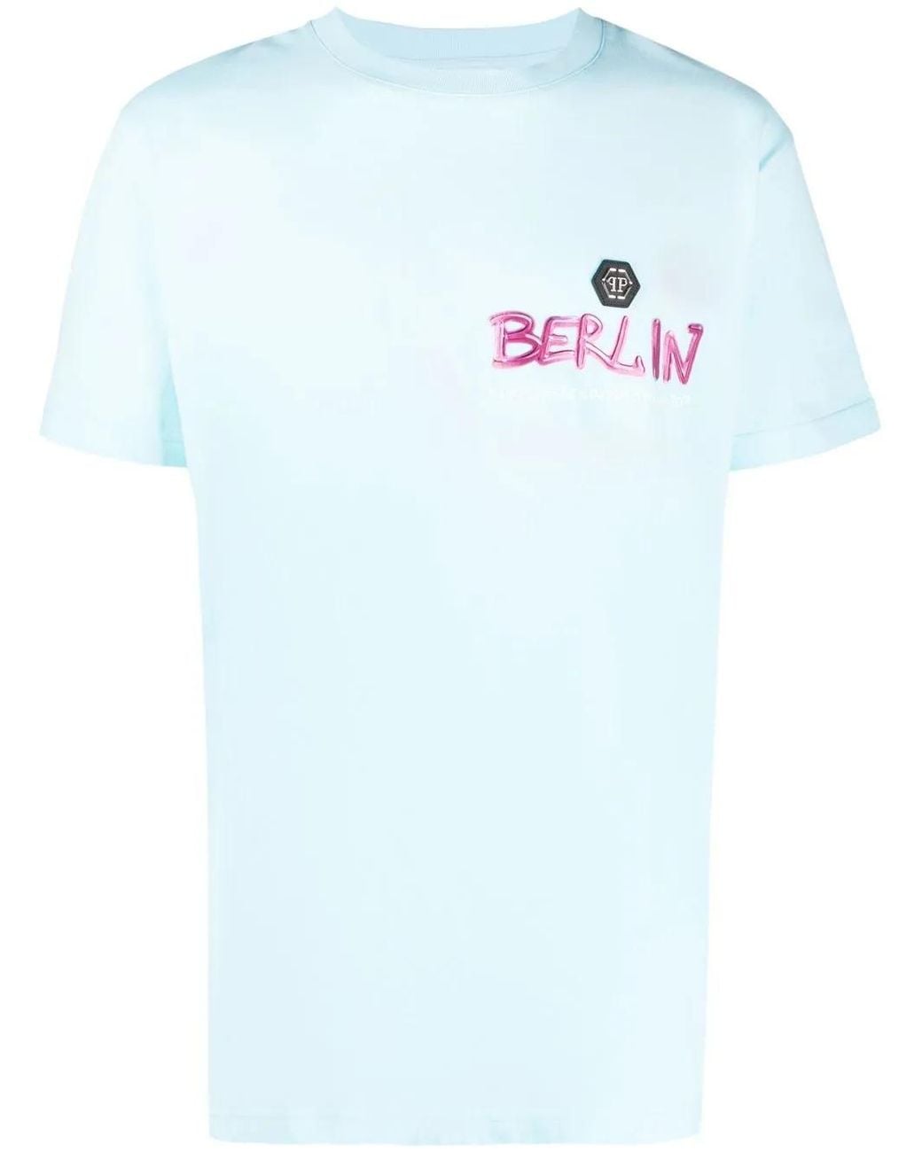 Philipp Plein Blue Round Neck Ss Pp Glass T-Shirt for men