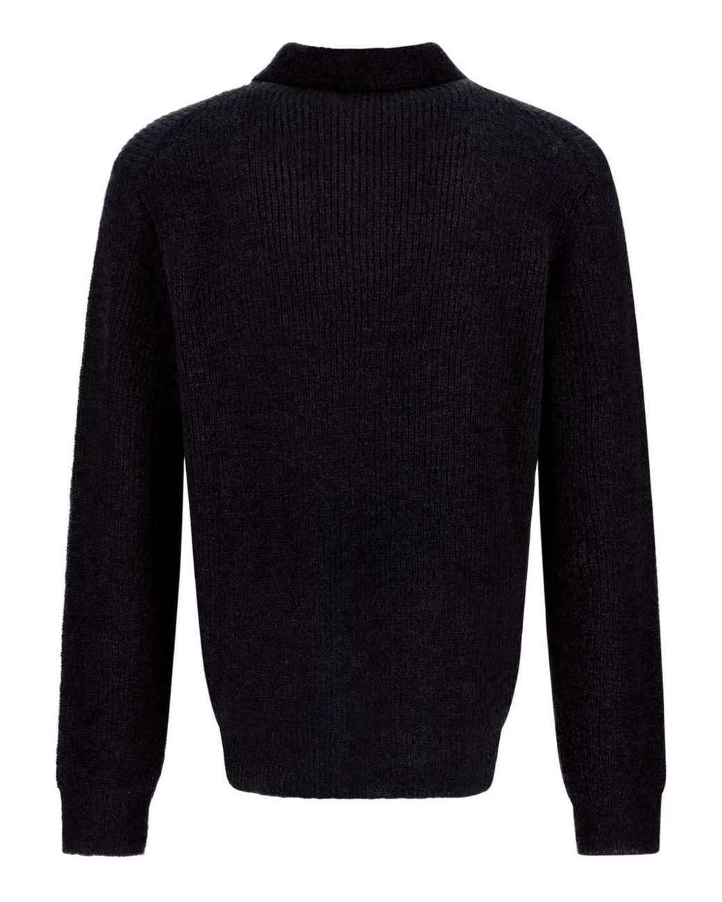 Herno Blue Ribbed Polo-Neck Sweater for men