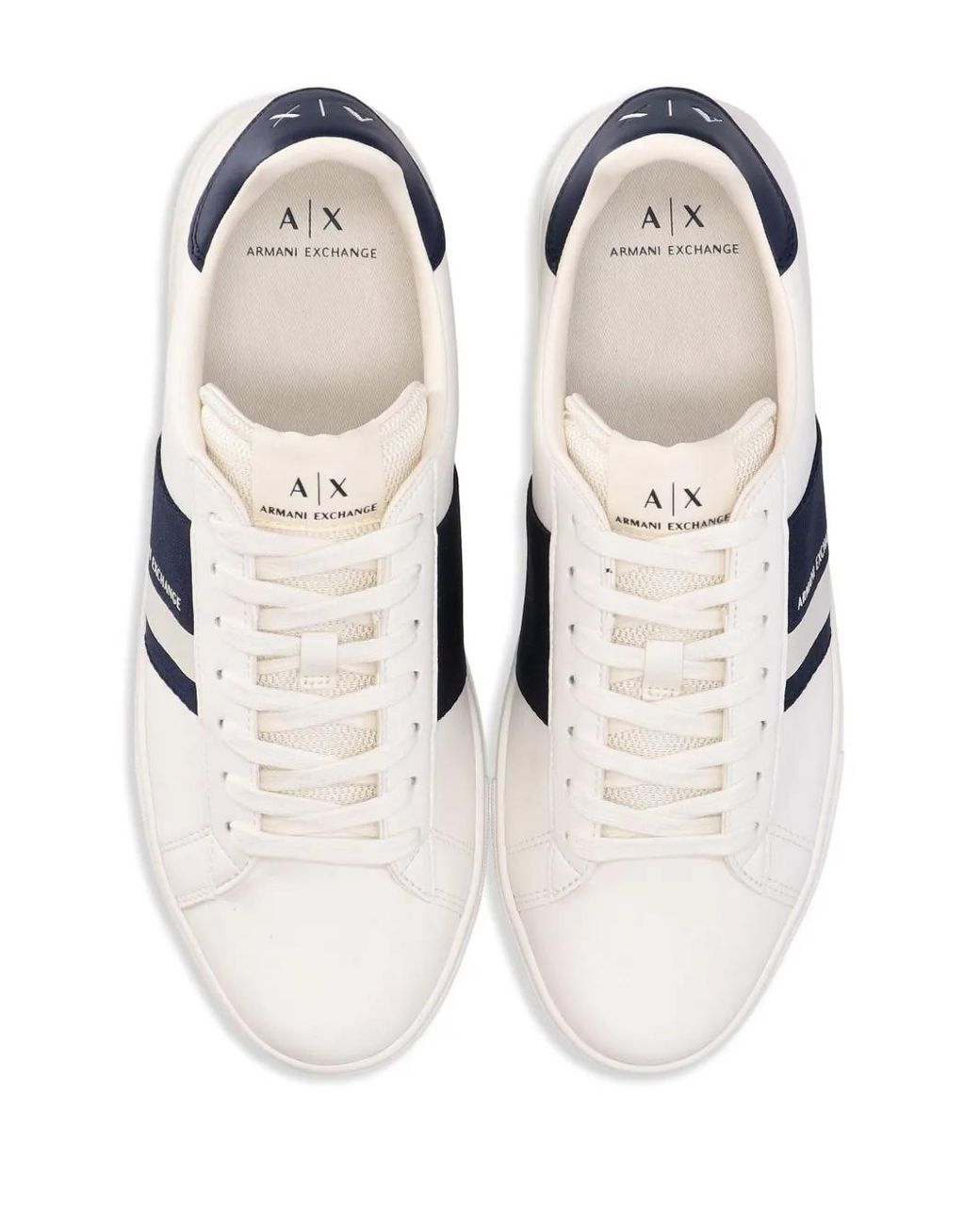ARMANI EXCHANGE White Ax Lace-Up Sneakers for men