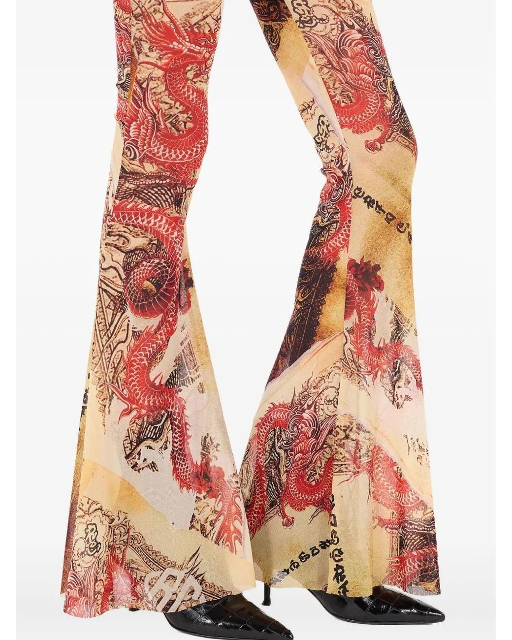 Roberto Cavalli Natural Flared Printed Trousers