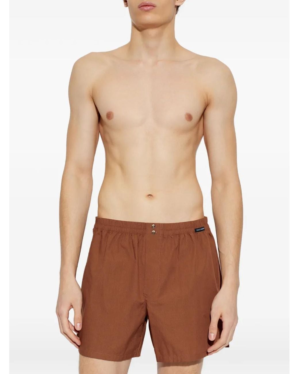 Dolce & Gabbana Brown Cotton Poplin Boxer Shorts for men
