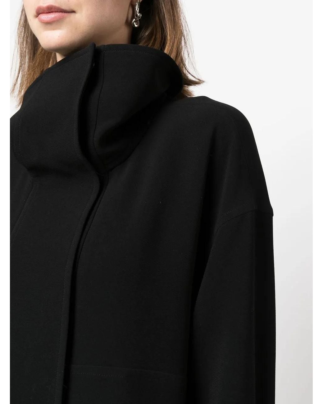 Alberto Biani Black High-Neck Exposed-Seam Top