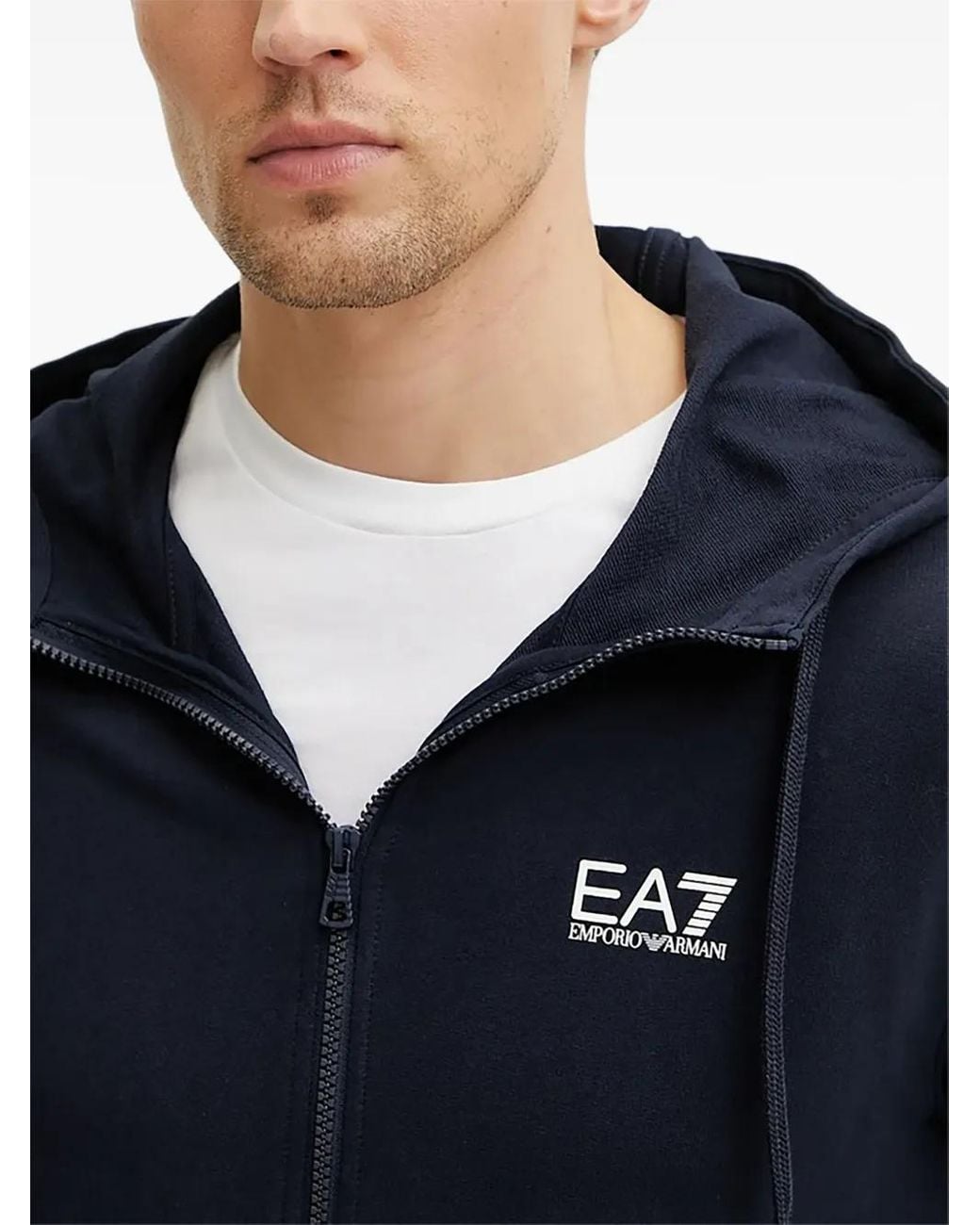 EA7 Blue Logo-Print Zip-Up Tracksuit for men