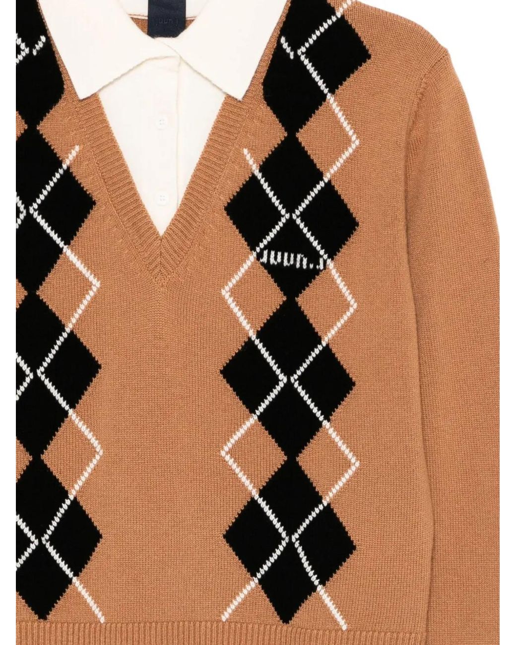 Juun.J Brown Layered Polo Top