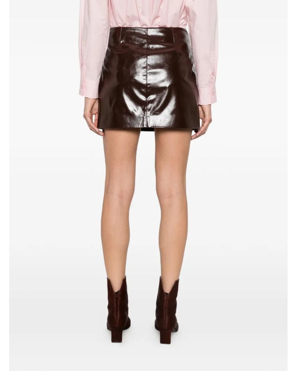 Manuel Ritz Brown High-Shine Mini Skirt