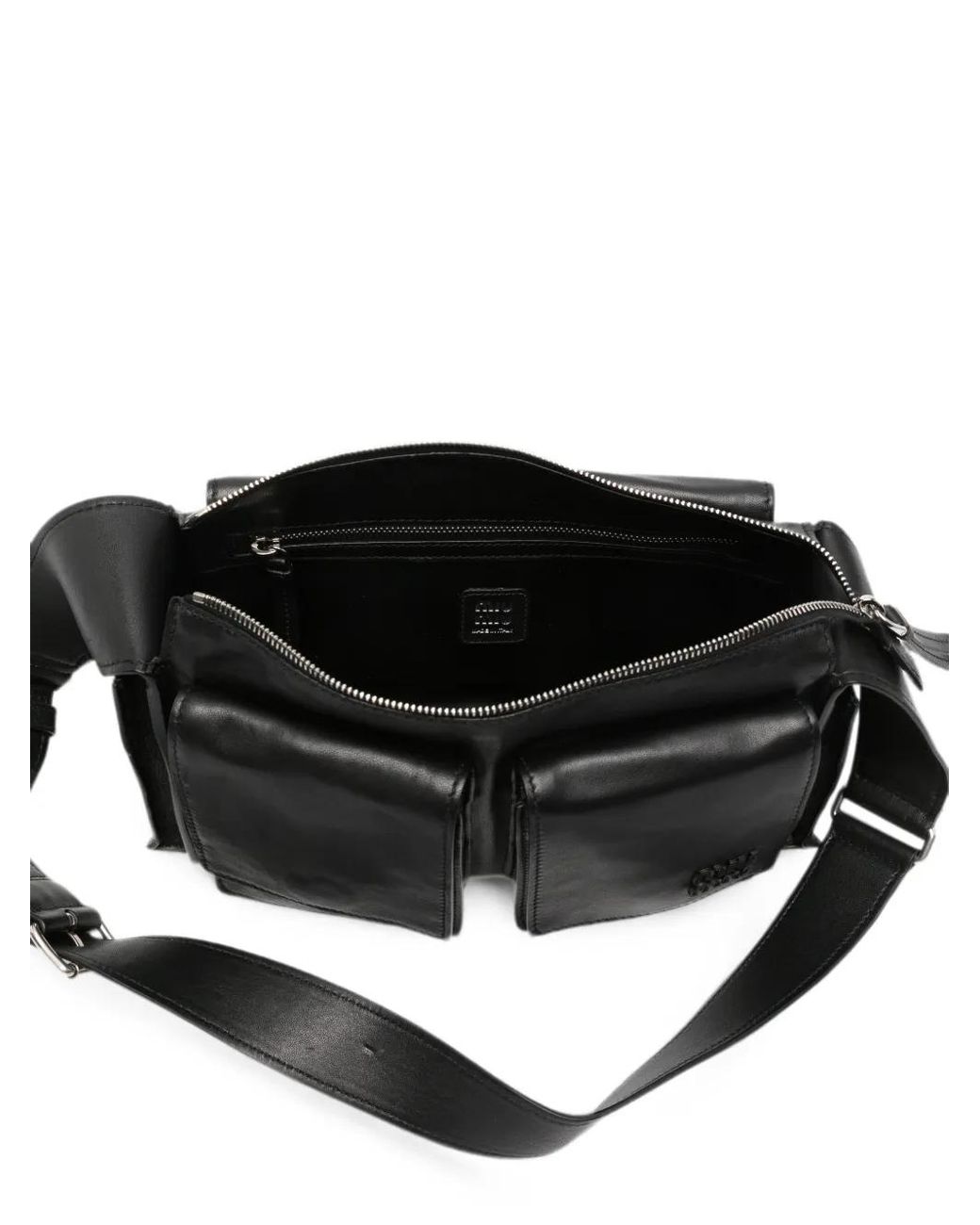 Miu Miu Black Multi-Pocket Leather Shoulder Bag