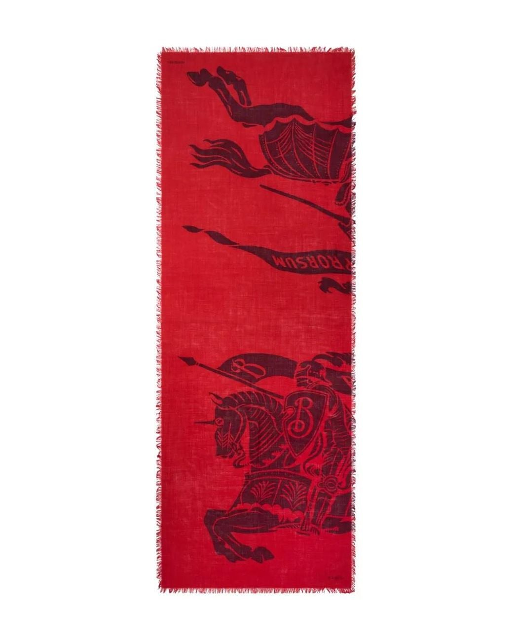 Burberry Red Wide Knight Wool Scarf