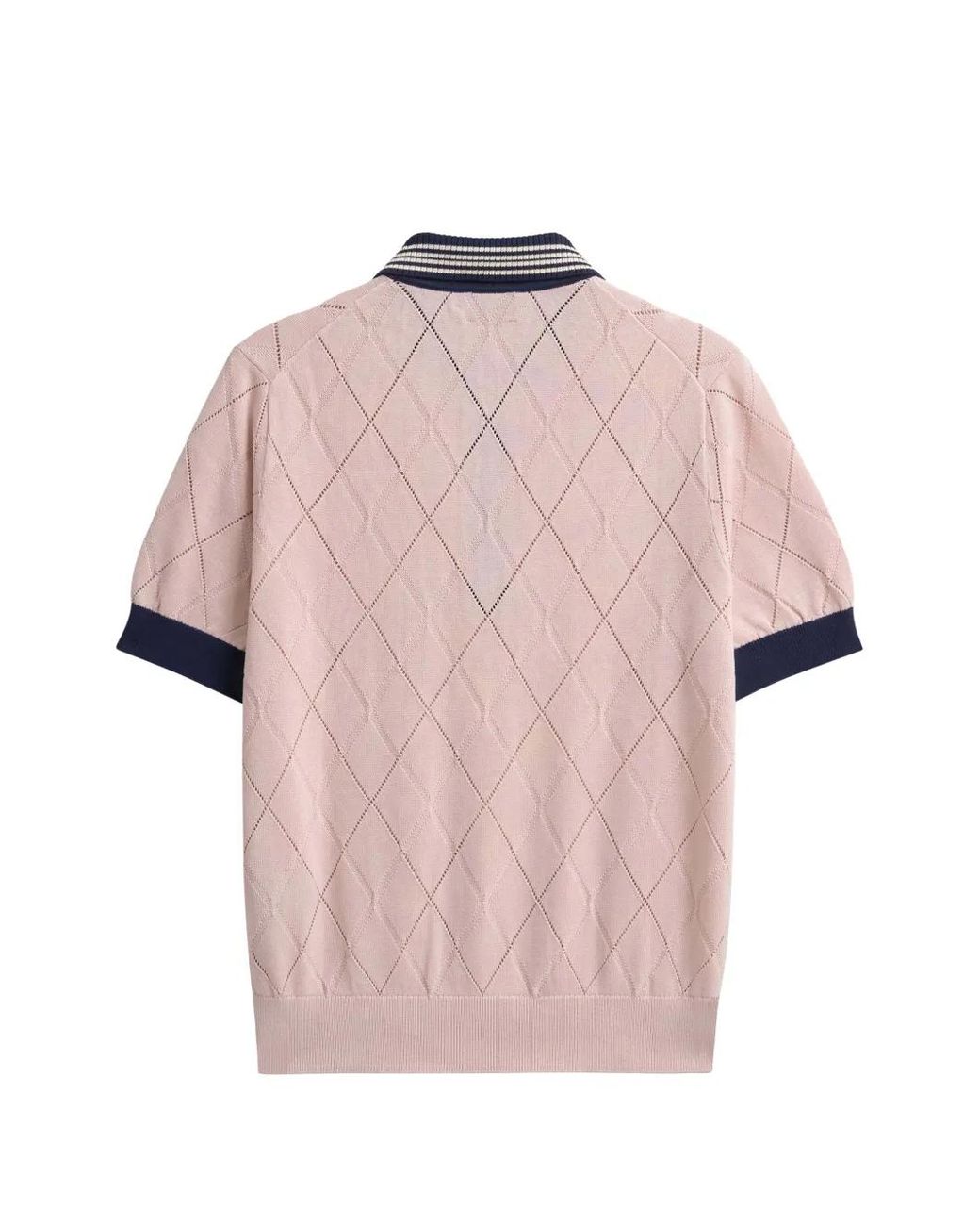 Pringle of Scotland Pink Textured Argyle-Pattern Polo Top