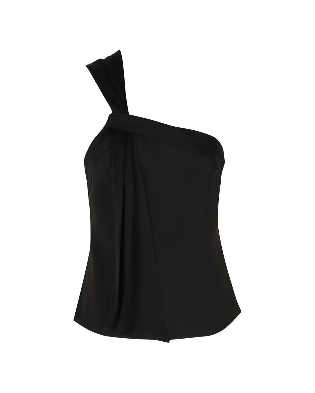 FEDERICA TOSI Black One-Shoulder Draped Top