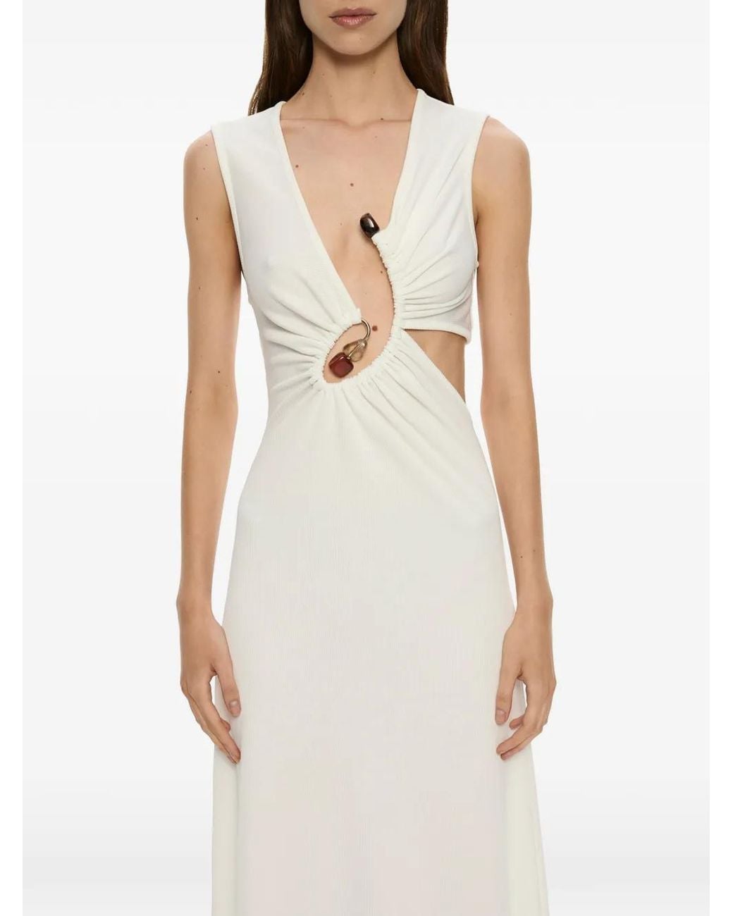 Christopher Esber White Spiral Crystal Cut-Out Maxi Dress