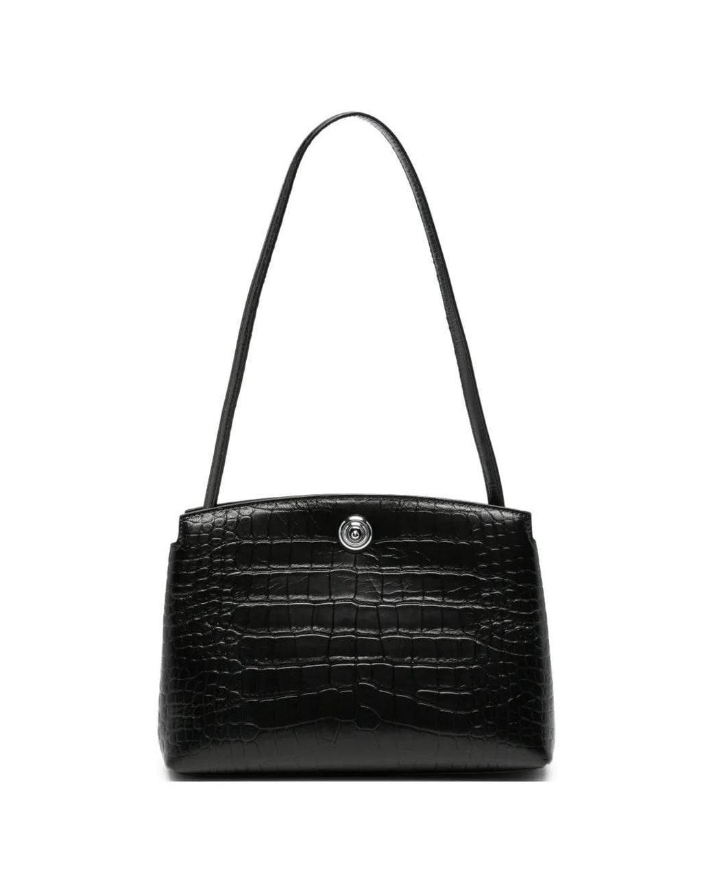 Liffner Black Pushlock Croc-Effect Clutch Bag