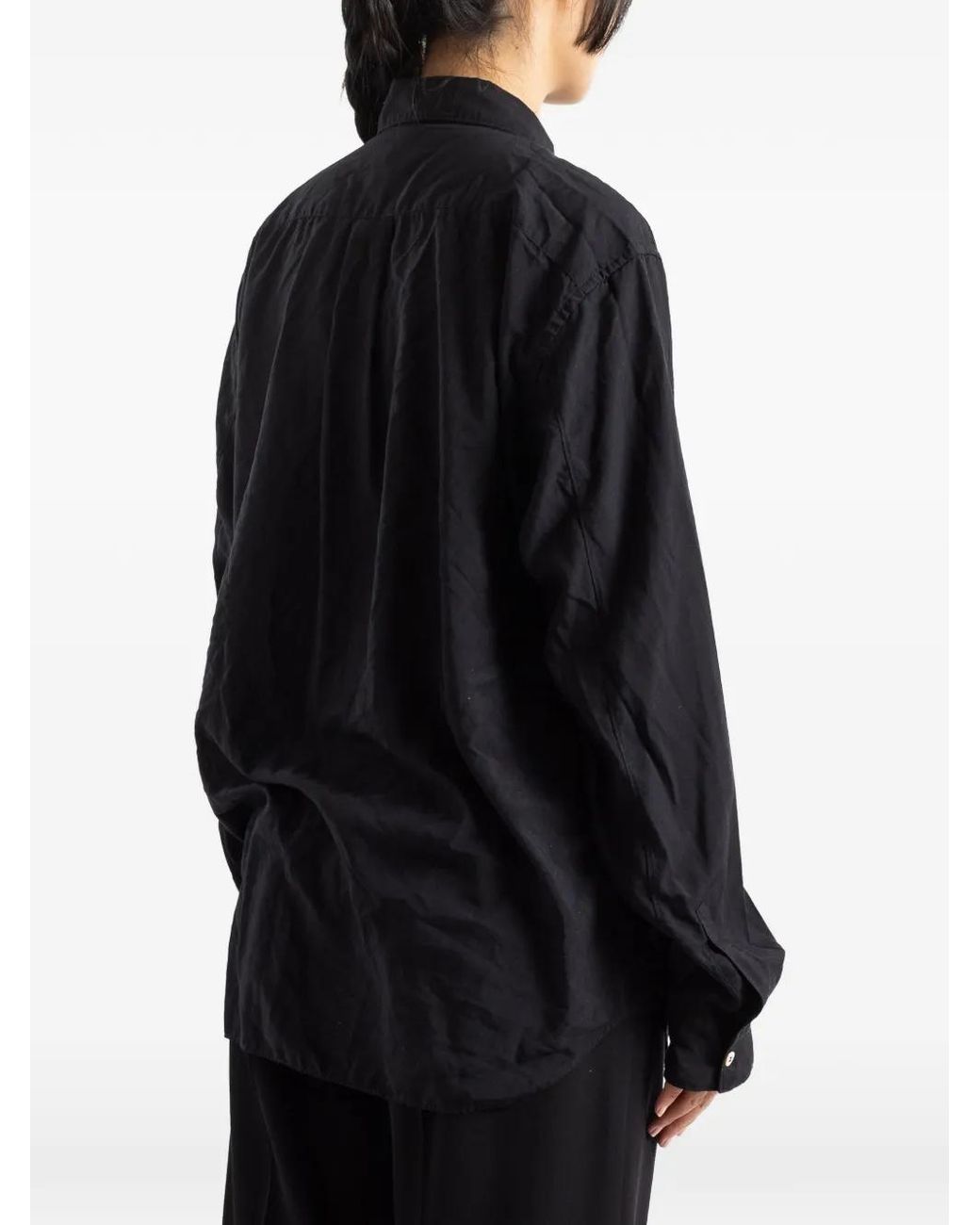 Comme des Garçons Black Oversized Ruffled Jabot Cotton Shirt