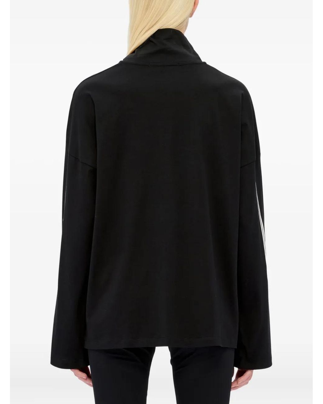 MSGM Black Logo-Print Turtleneck T-Shirt