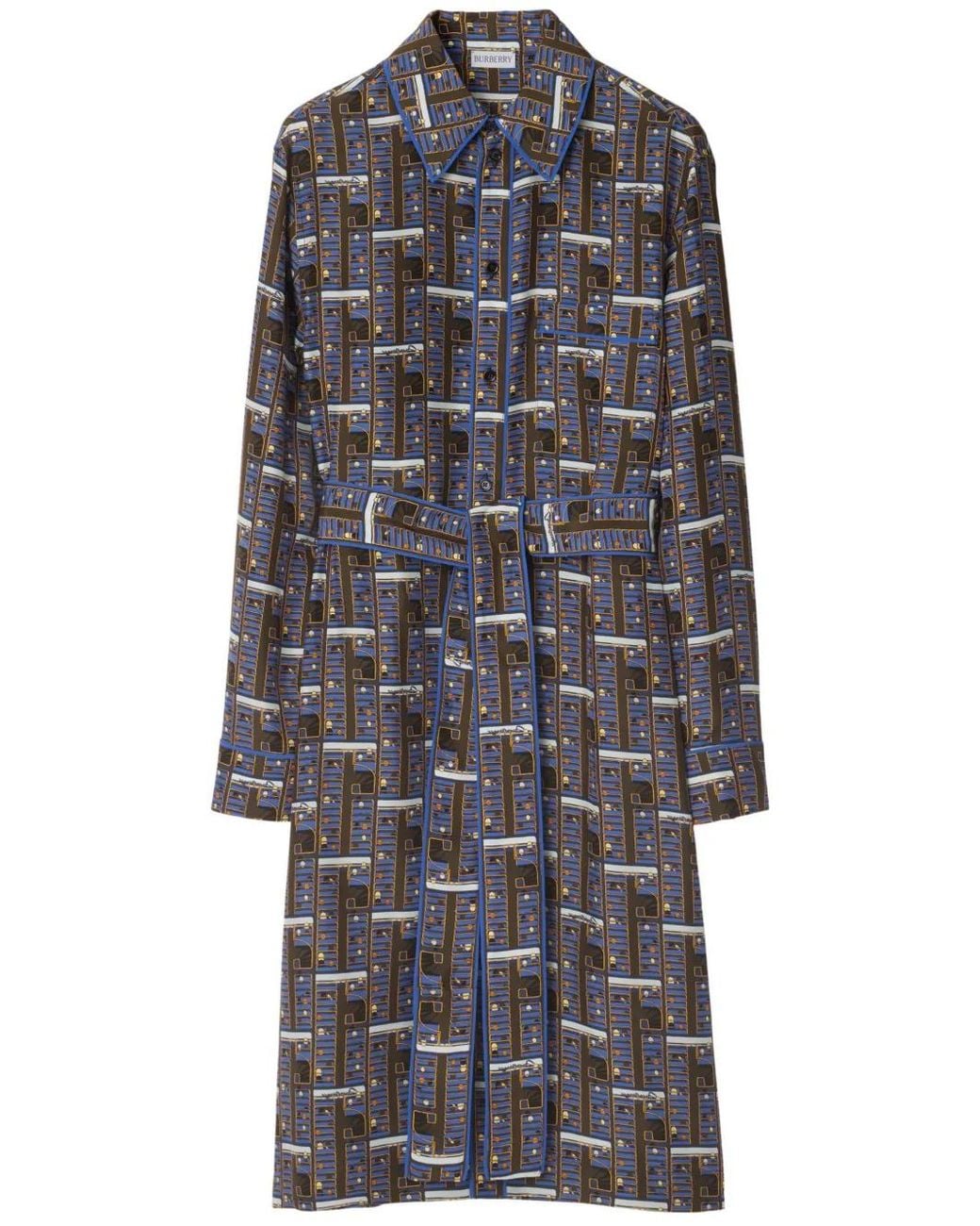 Burberry Gray Bus Silk Shirt Dress