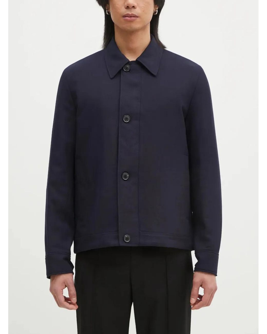 Paul Smith Blue Button-Fastening Wool Shirt Jacket for men