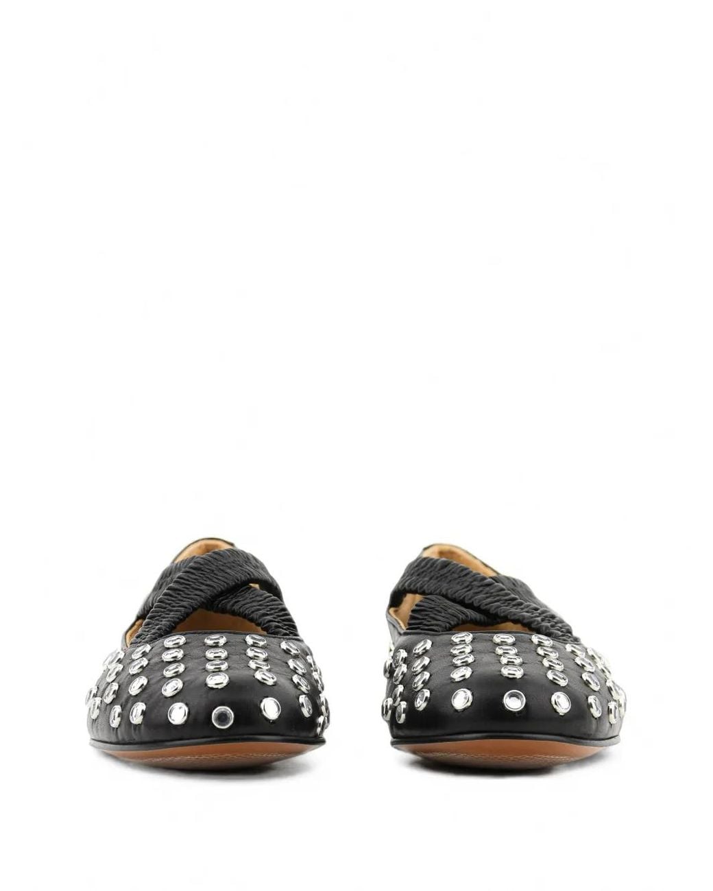 Toral Shoes White Crystal-Embellished Criss-Cross Ballet Flats