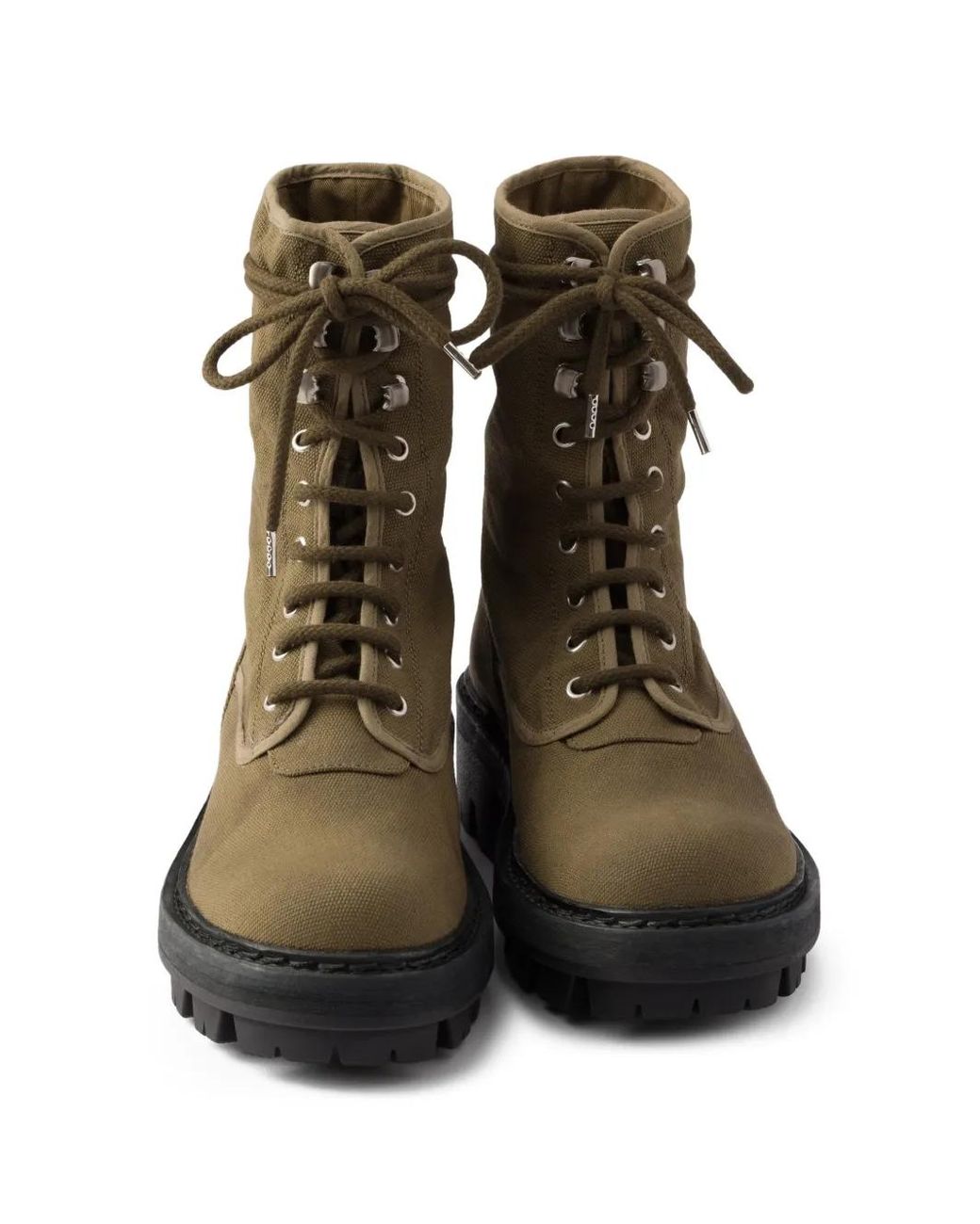 Prada Brown Schnürstiefel Mit Profilsohle