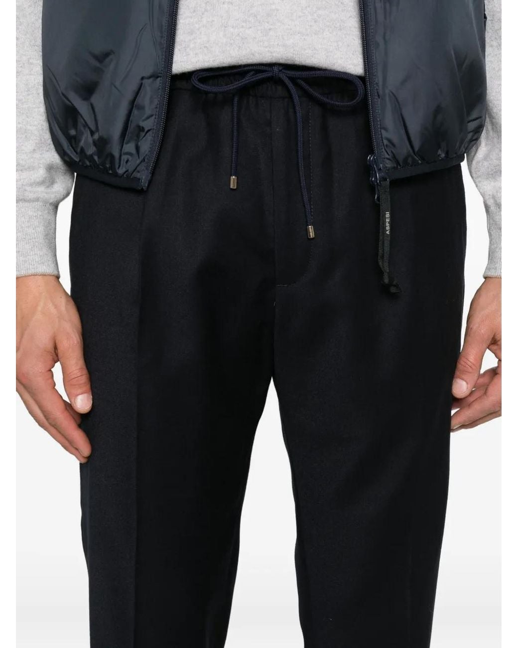 Briglia 1949 Black Drawstring Wool Trousers for men