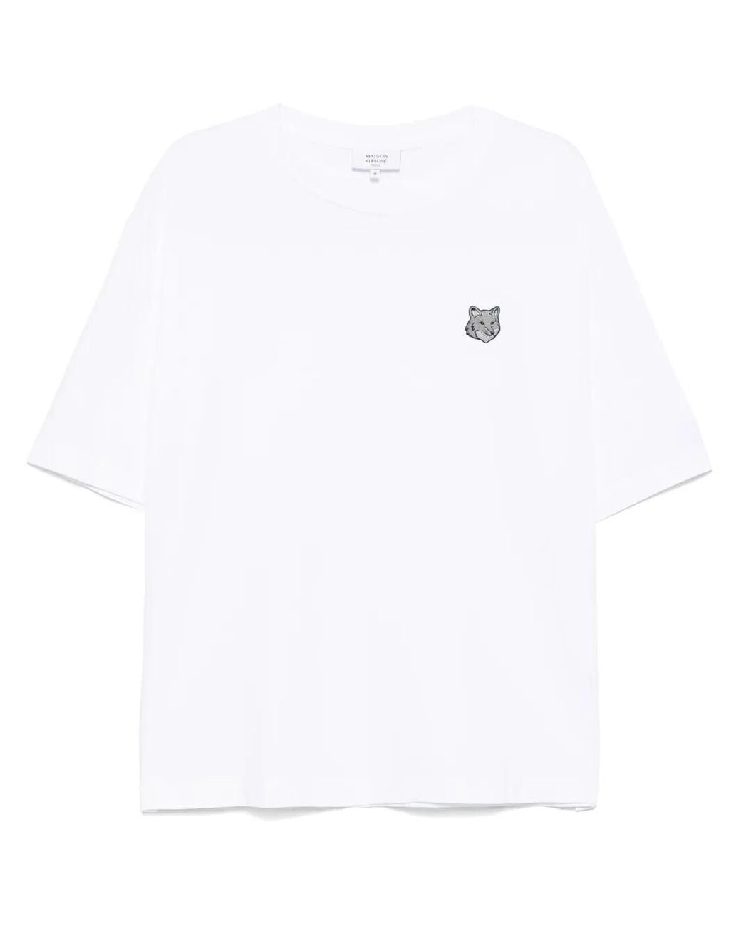 Maison Kitsuné White Bold Fox Head Patch T-Shirt for men