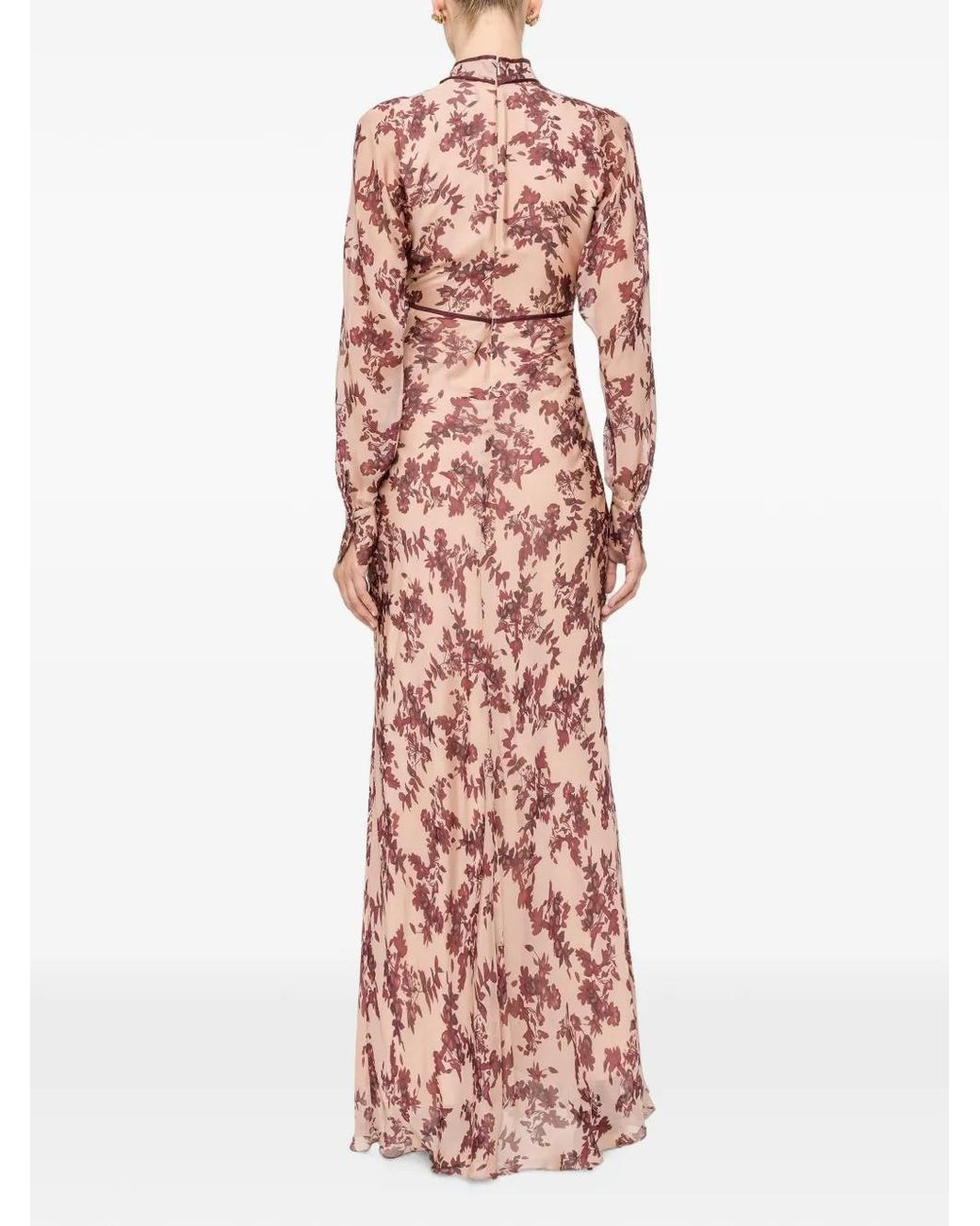 Nissa Pink Silk And Viscose Floral Maxi Dress