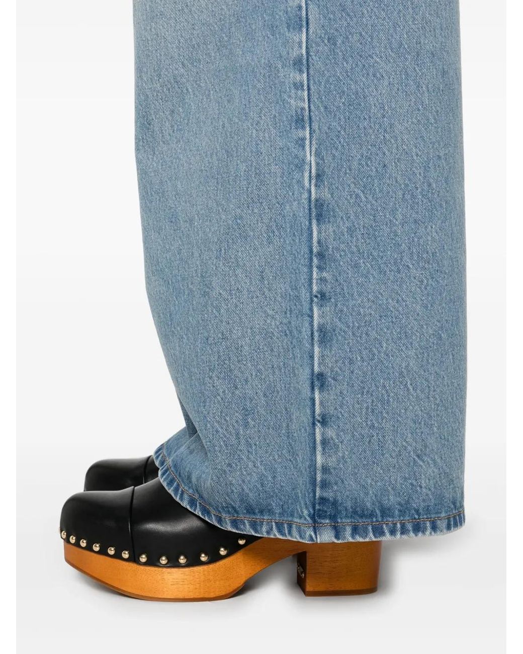 Chloé Blue Hoch Taillierte, Weit Geschnittene Jeans
