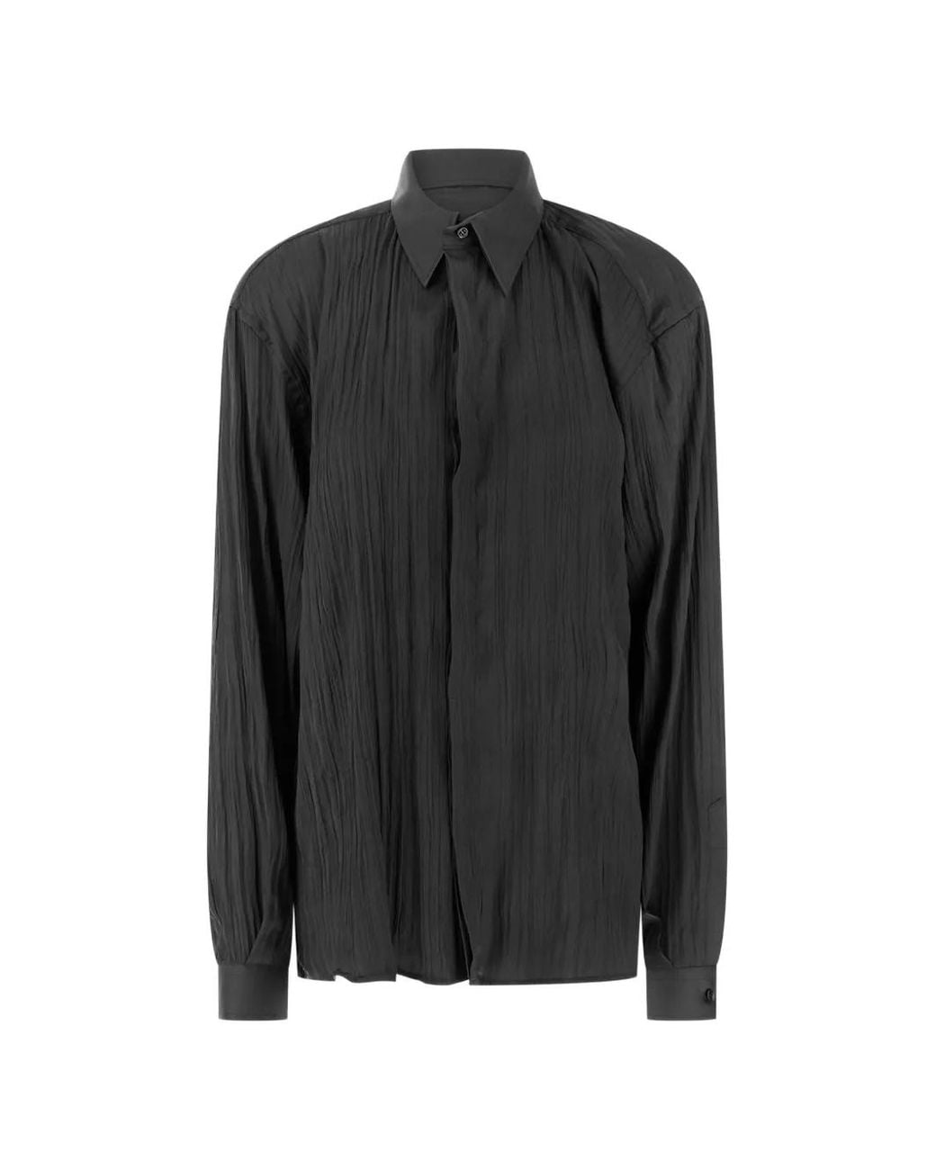 MARSĒM Black Crinkled Long-Sleeve Shirt for men