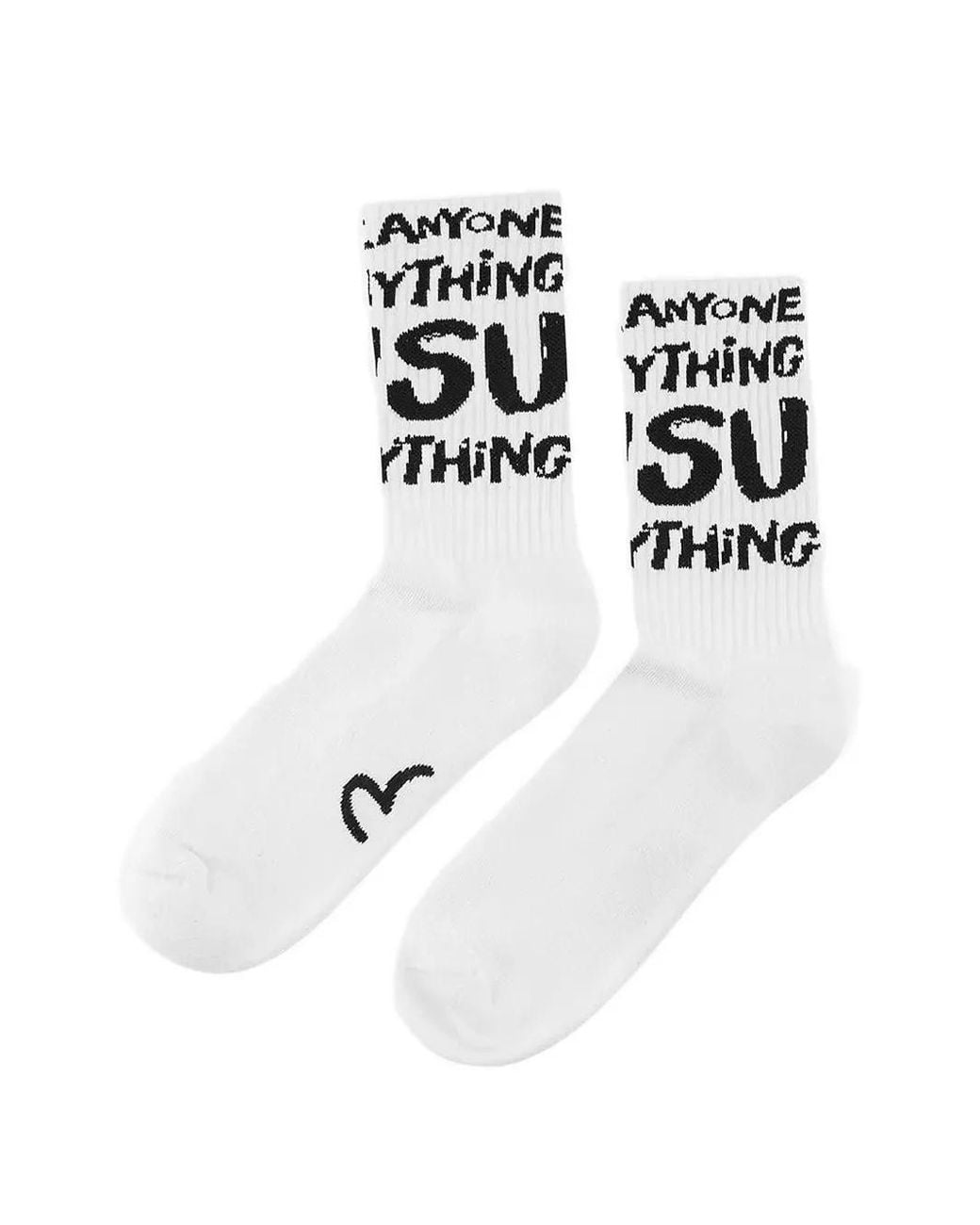 Evisu White Logo-Print Ribbed Socks