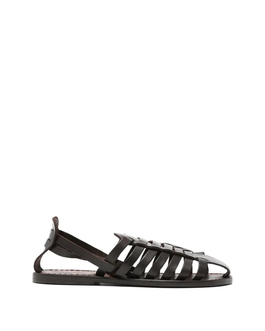 Collection Privée White Cage-Style Leather Sandals
