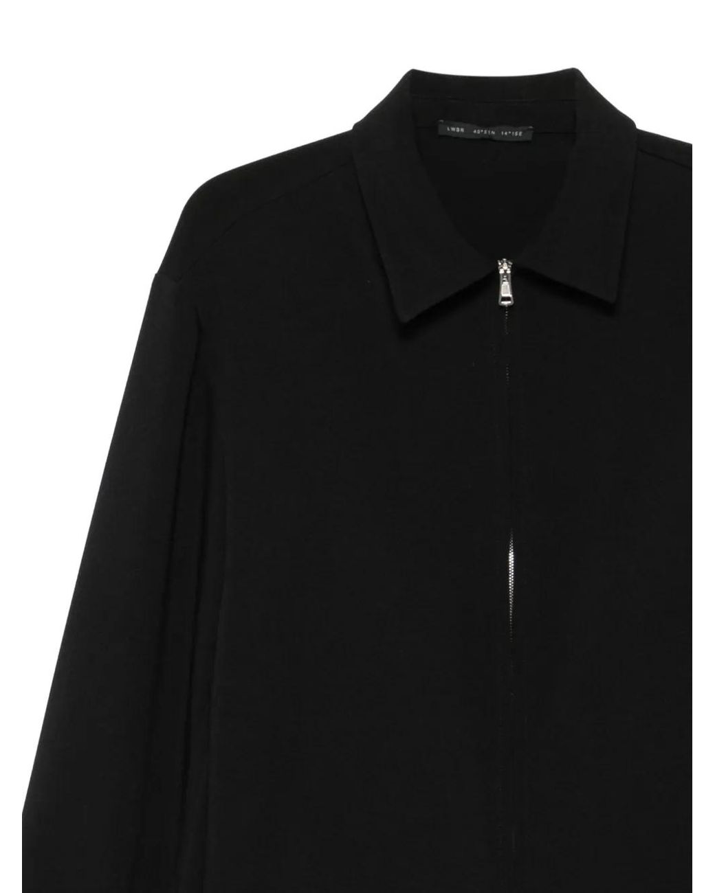 Low Brand Black Zip-Front Collared Shirt Jacket for men