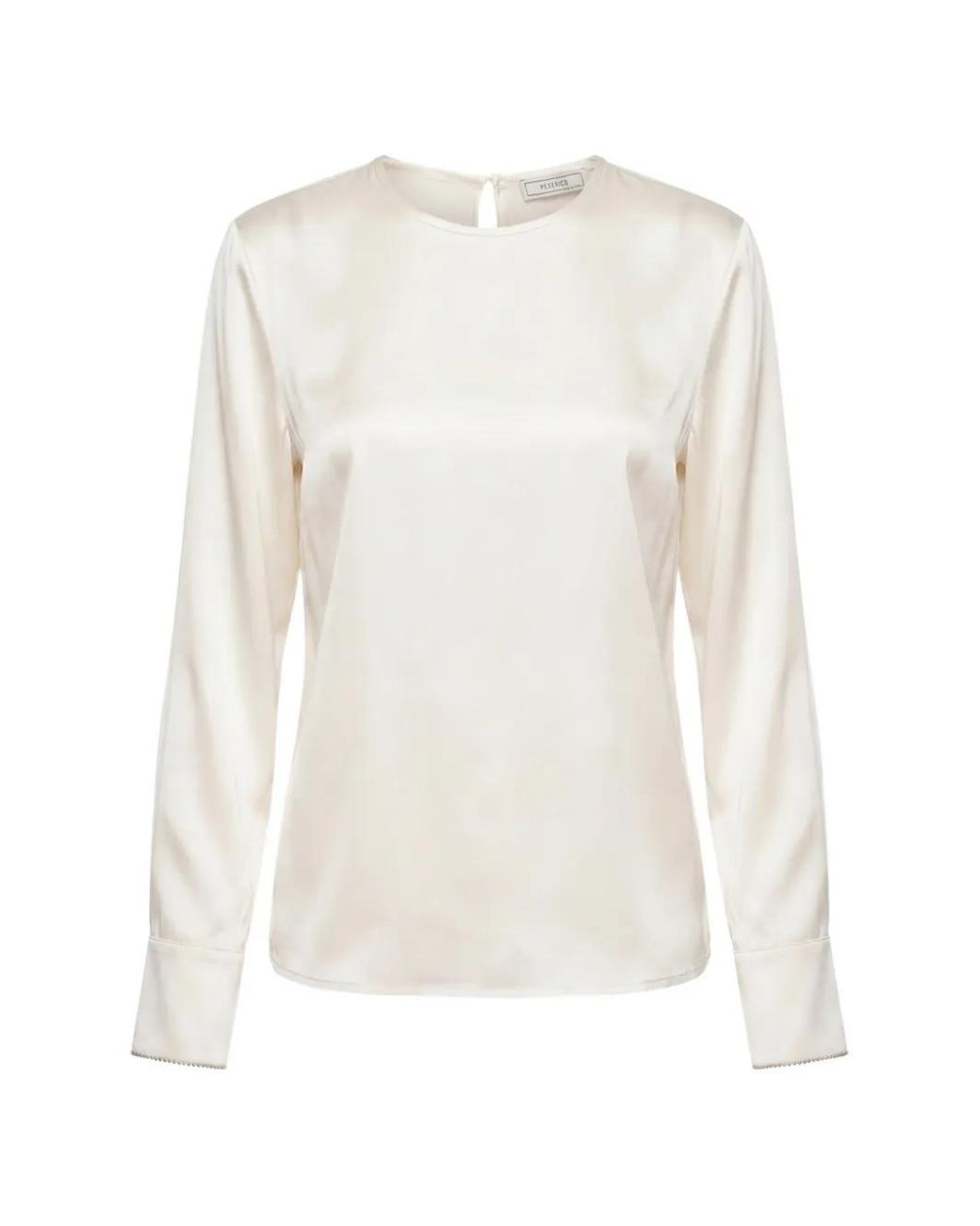 Peserico White Satin-Finish Long-Sleeve Top