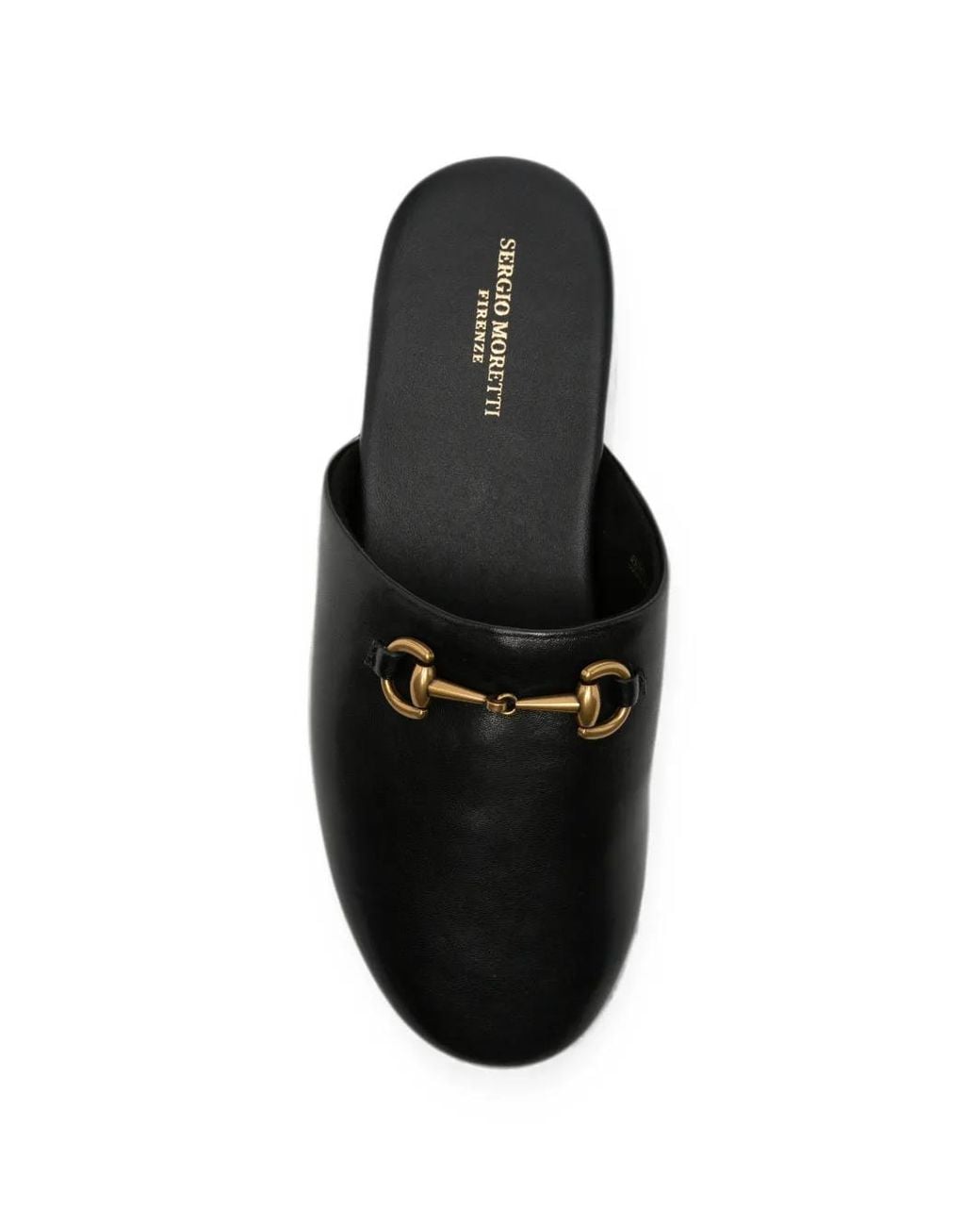 SERGIO MORETTI FIRENZE Black Horsebit Leather Mules