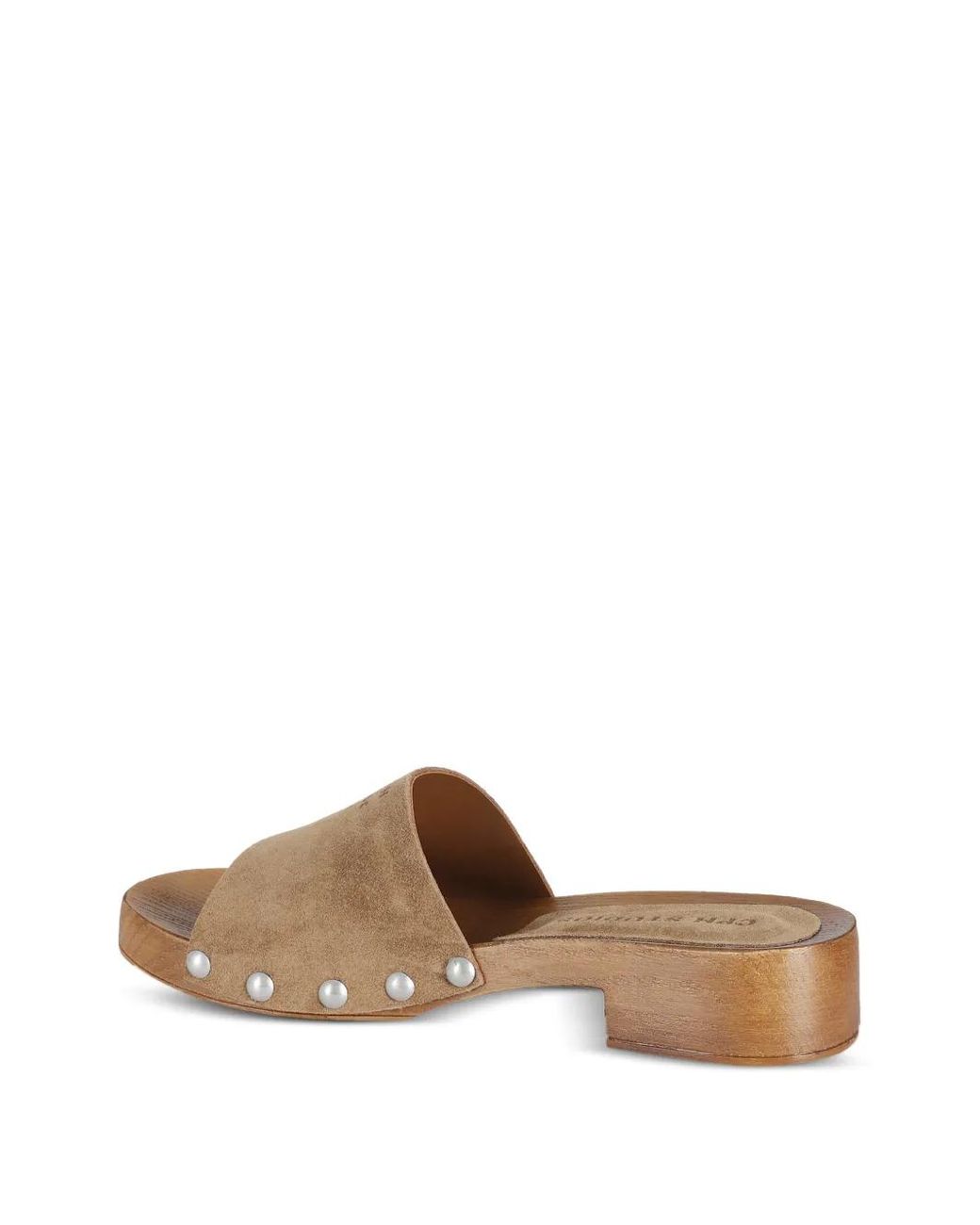 COPENHAGEN Brown Stud-Embellished Suede Clogs