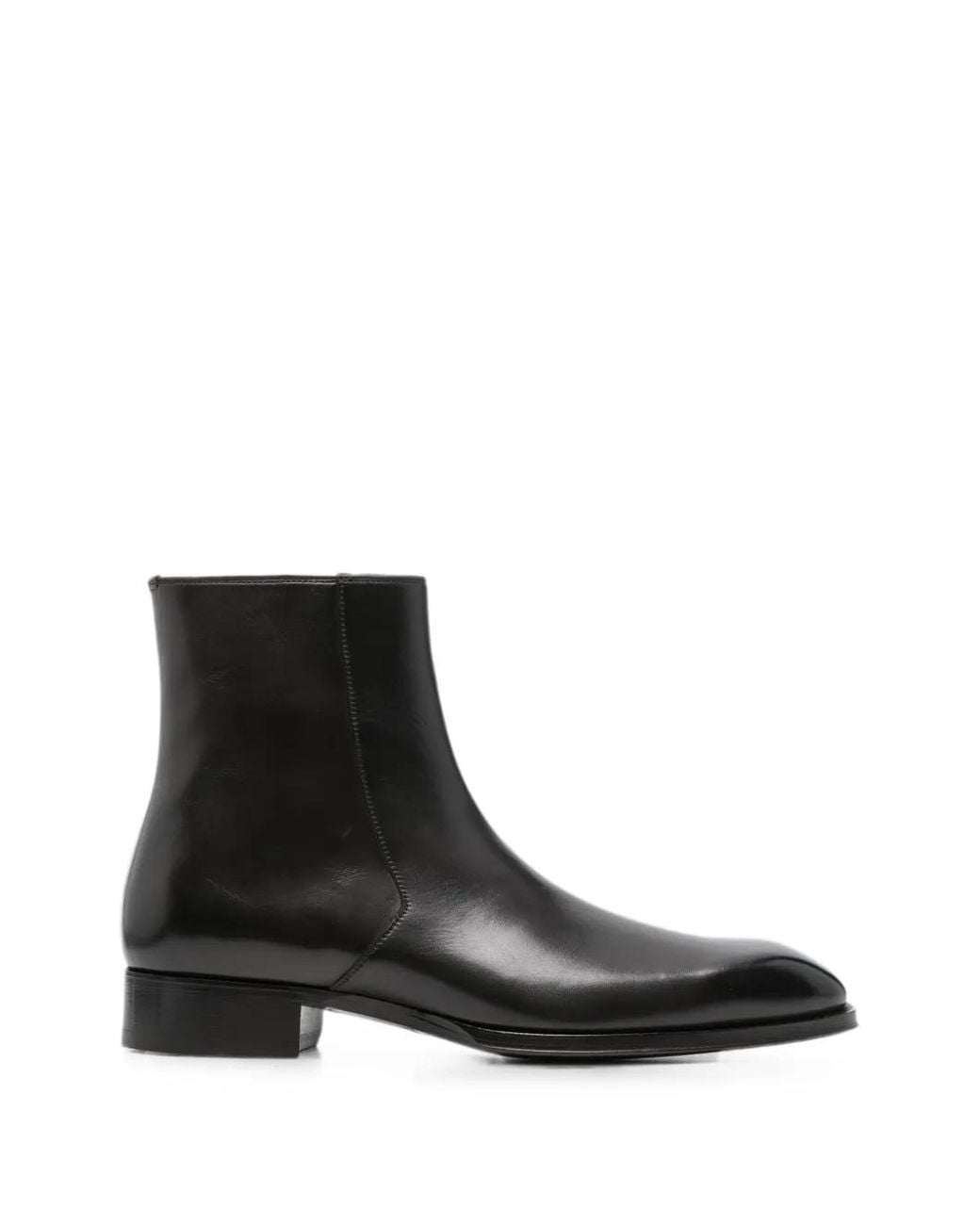Tom Ford Black Burnished Leather Elkan Zip Boots for men