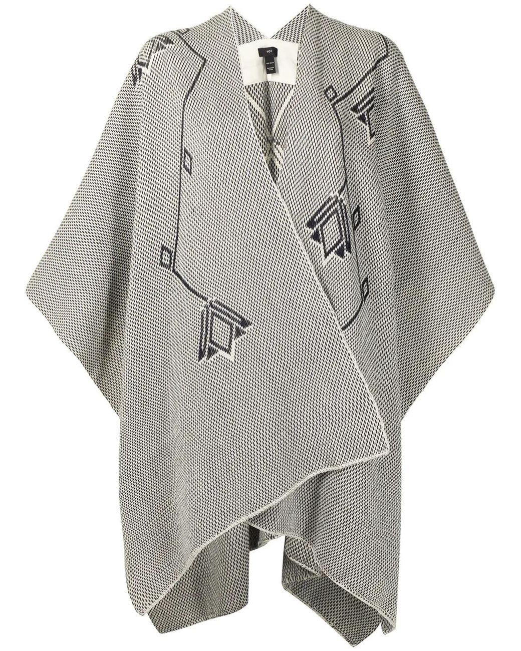 Voz Gray Double V-Neck Merino Shawl